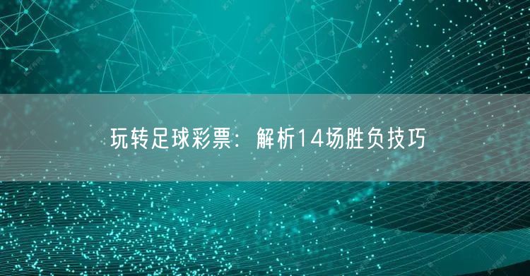 玩转足球彩票：解析14场胜负技巧