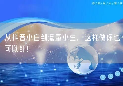 从抖音小白到流量小生，这样做你也可以红！