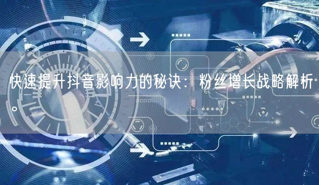 快速提升抖音影响力的秘诀:粉丝增长战略解析。