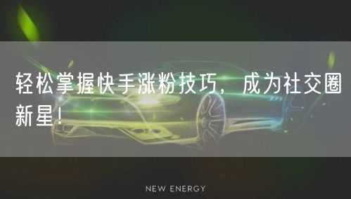 轻松掌握快手涨粉技巧,成为社交圈新星!