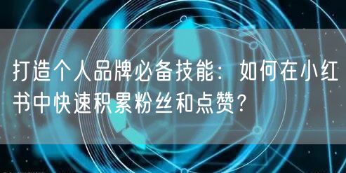 打造个人品牌必备技能：如何在小红书中快速积累粉丝和点赞？